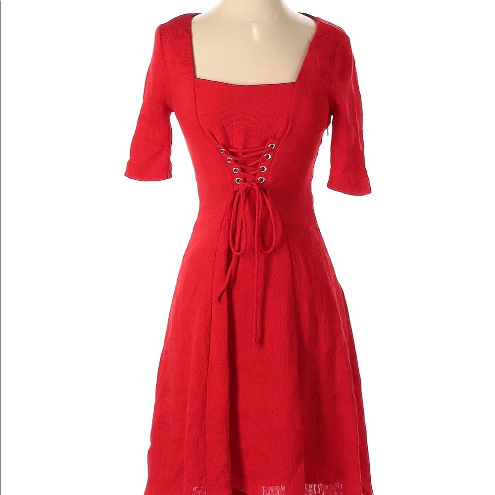 Maeve - Anthropologie - Red tie front dress
